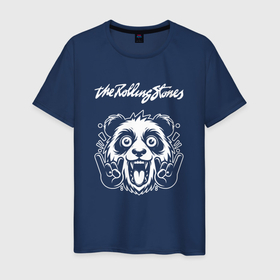 Мужская футболка хлопок с принтом Rolling Stones rock panda , 100% хлопок | прямой крой, круглый вырез горловины, длина до линии бедер, слегка спущенное плечо. | Тематика изображения на принте: 