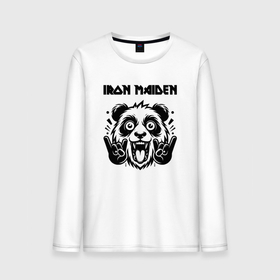 Мужской лонгслив хлопок с принтом Iron Maiden   rock panda в Тюмени, 100% хлопок |  | 