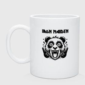 Кружка керамическая с принтом Iron Maiden   rock panda в Тюмени, керамика | объем — 330 мл, диаметр — 80 мм. Принт наносится на бока кружки, можно сделать два разных изображения | 