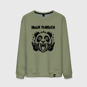 Мужской свитшот хлопок с принтом Iron Maiden   rock panda , 100% хлопок |  | Тематика изображения на принте: 
