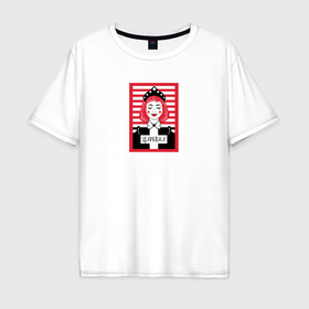 Мужская футболка хлопок Oversize с принтом Царевна и полоски в Тюмени, 100% хлопок | свободный крой, круглый ворот, “спинка” длиннее передней части | 