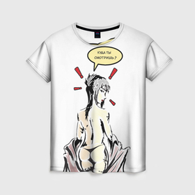 Женская футболка 3D с принтом Девушка обнаженная вполоборота   комикс манга   куда ты смотришь в Новосибирске, 100% полиэфир ( синтетическое хлопкоподобное полотно) | прямой крой, круглый вырез горловины, длина до линии бедер | 