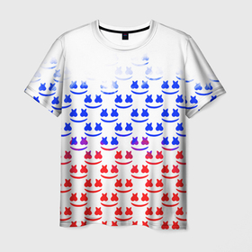 Мужская футболка 3D с принтом Marshmello russia color в Санкт-Петербурге, 100% полиэфир | прямой крой, круглый вырез горловины, длина до линии бедер | 