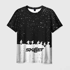 Мужская футболка 3D с принтом Skillet rock music band в Тюмени, 100% полиэфир | прямой крой, круглый вырез горловины, длина до линии бедер | 