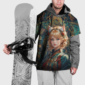 Накидка на куртку 3D с принтом Нарядная девушка с ушками в Петрозаводске, 100% полиэстер |  | 