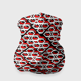 Бандана-труба 3D с принтом Красно белый узор на чёрном фоне в Курске, 100% полиэстер, ткань с особыми свойствами — Activecool | плотность 150‒180 г/м2; хорошо тянется, но сохраняет форму | 