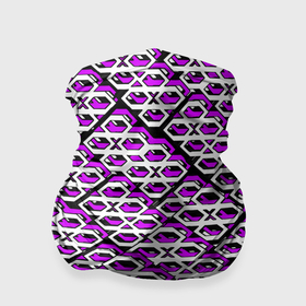 Бандана-труба 3D с принтом Фиолетово белый узор на чёрном фоне в Петрозаводске, 100% полиэстер, ткань с особыми свойствами — Activecool | плотность 150‒180 г/м2; хорошо тянется, но сохраняет форму | 
