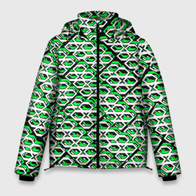 Мужская зимняя куртка 3D с принтом Зелёно белый узор на чёрном фоне в Курске, верх — 100% полиэстер; подкладка — 100% полиэстер; утеплитель — 100% полиэстер | длина ниже бедра, свободный силуэт Оверсайз. Есть воротник-стойка, отстегивающийся капюшон и ветрозащитная планка. 

Боковые карманы с листочкой на кнопках и внутренний карман на молнии. | 