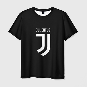 Мужская футболка 3D с принтом Juventus sport fc белое лого в Екатеринбурге, 100% полиэфир | прямой крой, круглый вырез горловины, длина до линии бедер | Тематика изображения на принте: 