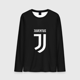 Мужской лонгслив 3D с принтом Juventus sport fc белое лого в Екатеринбурге, 100% полиэстер | длинные рукава, круглый вырез горловины, полуприлегающий силуэт | 