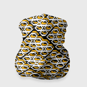 Бандана-труба 3D с принтом Жёлто белый узор на чёрном фоне в Курске, 100% полиэстер, ткань с особыми свойствами — Activecool | плотность 150‒180 г/м2; хорошо тянется, но сохраняет форму | 