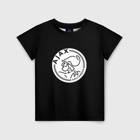 Детская футболка 3D с принтом Ajax fc белое лого в Кировске, 100% гипоаллергенный полиэфир | прямой крой, круглый вырез горловины, длина до линии бедер, чуть спущенное плечо, ткань немного тянется | 