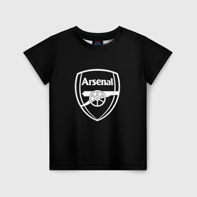 Детская футболка 3D с принтом Arsenal fc белое лого в Санкт-Петербурге, 100% гипоаллергенный полиэфир | прямой крой, круглый вырез горловины, длина до линии бедер, чуть спущенное плечо, ткань немного тянется | 