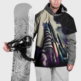 Накидка на куртку 3D с принтом Футуристичная башня в Кировске, 100% полиэстер |  | Тематика изображения на принте: 