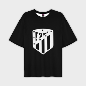 Мужская футболка oversize 3D с принтом Атлетико Мадрид белое лого фк в Петрозаводске,  |  | 