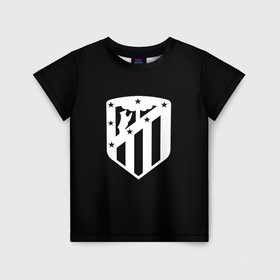 Детская футболка 3D с принтом Атлетико Мадрид белое лого фк в Петрозаводске, 100% гипоаллергенный полиэфир | прямой крой, круглый вырез горловины, длина до линии бедер, чуть спущенное плечо, ткань немного тянется | 