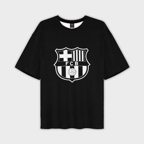 Мужская футболка oversize 3D с принтом Barcelona fc club белое лого в Петрозаводске,  |  | 