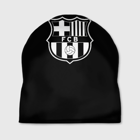 Шапка 3D с принтом Barcelona fc club белое лого в Кировске, 100% полиэстер | универсальный размер, печать по всей поверхности изделия | 