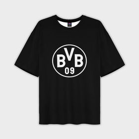 Мужская футболка oversize 3D с принтом Borussia sport fc белое лого в Новосибирске,  |  | Тематика изображения на принте: 