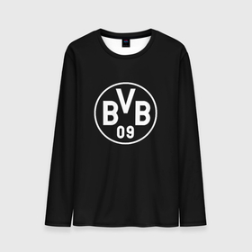 Мужской лонгслив 3D с принтом Borussia sport fc белое лого в Санкт-Петербурге, 100% полиэстер | длинные рукава, круглый вырез горловины, полуприлегающий силуэт | 