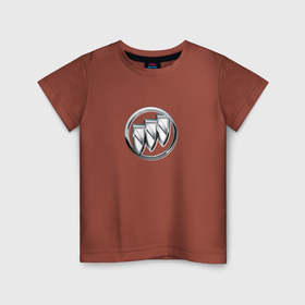 Детская футболка хлопок с принтом Buick logo металик в Кировске, 100% хлопок | круглый вырез горловины, полуприлегающий силуэт, длина до линии бедер | 