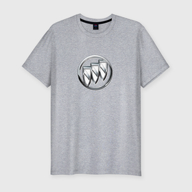 Мужская футболка хлопок Slim с принтом Buick logo металик в Кировске, 92% хлопок, 8% лайкра | приталенный силуэт, круглый вырез ворота, длина до линии бедра, короткий рукав | 