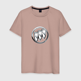 Мужская футболка хлопок с принтом Buick logo металик в Курске, 100% хлопок | прямой крой, круглый вырез горловины, длина до линии бедер, слегка спущенное плечо. | 