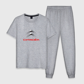 Мужская пижама хлопок с принтом Citroen авто спорт в Екатеринбурге, 100% хлопок | брюки и футболка прямого кроя, без карманов, на брюках мягкая резинка на поясе и по низу штанин
 | 