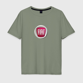 Мужская футболка хлопок Oversize с принтом FIAT sport auto logo в Петрозаводске, 100% хлопок | свободный крой, круглый ворот, “спинка” длиннее передней части | Тематика изображения на принте: 