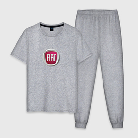 Мужская пижама хлопок с принтом FIAT sport auto logo в Петрозаводске, 100% хлопок | брюки и футболка прямого кроя, без карманов, на брюках мягкая резинка на поясе и по низу штанин
 | 
