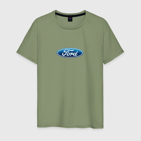 Мужская футболка хлопок с принтом FORD авто спорт лого в Кировске, 100% хлопок | прямой крой, круглый вырез горловины, длина до линии бедер, слегка спущенное плечо. | Тематика изображения на принте: 