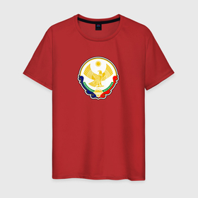 Мужская футболка хлопок с принтом Республика Дагестан , 100% хлопок | прямой крой, круглый вырез горловины, длина до линии бедер, слегка спущенное плечо. | 