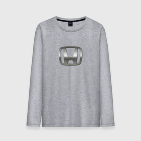 Мужской лонгслив хлопок с принтом Honda logo auto grey в Тюмени, 100% хлопок |  | 