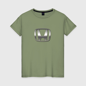 Женская футболка хлопок с принтом Honda logo auto grey , 100% хлопок | прямой крой, круглый вырез горловины, длина до линии бедер, слегка спущенное плечо | 