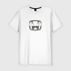Мужская футболка хлопок Slim с принтом Honda logo auto grey в Белгороде, 92% хлопок, 8% лайкра | приталенный силуэт, круглый вырез ворота, длина до линии бедра, короткий рукав | 