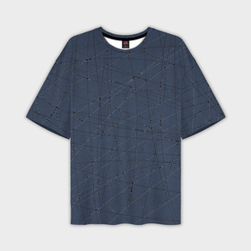Мужская футболка oversize 3D с принтом Абстракция порезы стальной синий ,  |  | 