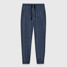 Мужские брюки 3D с принтом Абстракция порезы стальной синий в Тюмени, 100% полиэстер | манжеты по низу, эластичный пояс регулируется шнурком, по бокам два кармана без застежек, внутренняя часть кармана из мелкой сетки | 