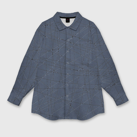 Мужская рубашка oversize 3D с принтом Абстракция порезы стальной синий ,  |  | 