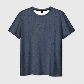 Мужская футболка 3D с принтом Абстракция порезы стальной синий , 100% полиэфир | прямой крой, круглый вырез горловины, длина до линии бедер | 