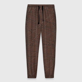 Мужские брюки 3D с принтом Абстракция порезы коричневый в Тюмени, 100% полиэстер | манжеты по низу, эластичный пояс регулируется шнурком, по бокам два кармана без застежек, внутренняя часть кармана из мелкой сетки | 