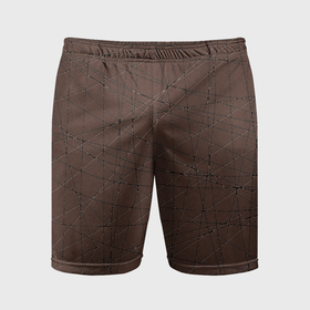 Мужские шорты спортивные с принтом Абстракция порезы коричневый в Тюмени,  |  | Тематика изображения на принте: 