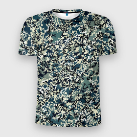 Мужская футболка 3D Slim с принтом Бирюзовый хаки абстрактный пааттерн в Санкт-Петербурге, 100% полиэстер с улучшенными характеристиками | приталенный силуэт, круглая горловина, широкие плечи, сужается к линии бедра | 