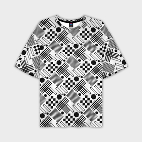 Мужская футболка oversize 3D с принтом Современный черно белый геометрический узор в Петрозаводске,  |  | 