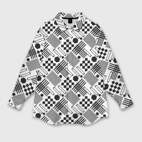 Мужская рубашка oversize 3D с принтом Современный черно белый геометрический узор в Петрозаводске,  |  | 