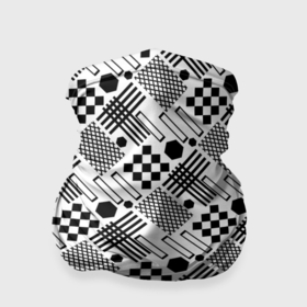 Бандана-труба 3D с принтом Современный черно белый геометрический узор в Екатеринбурге, 100% полиэстер, ткань с особыми свойствами — Activecool | плотность 150‒180 г/м2; хорошо тянется, но сохраняет форму | 