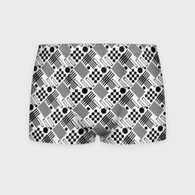 Мужские трусы 3D с принтом Современный черно белый геометрический узор в Санкт-Петербурге, 50% хлопок, 50% полиэстер | классическая посадка, на поясе мягкая тканевая резинка | Тематика изображения на принте: 