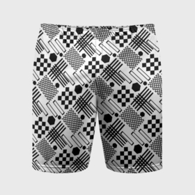 Мужские шорты спортивные с принтом Современный черно белый геометрический узор в Петрозаводске,  |  | 