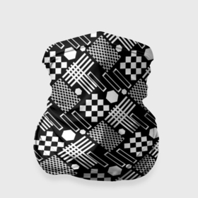 Бандана-труба 3D с принтом Черно белый узор из геометрических фигур , 100% полиэстер, ткань с особыми свойствами — Activecool | плотность 150‒180 г/м2; хорошо тянется, но сохраняет форму | Тематика изображения на принте: 