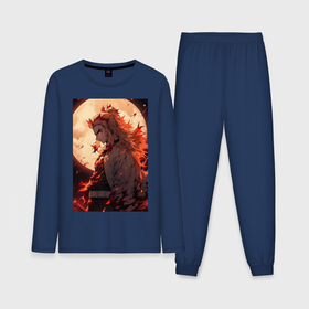 Мужская пижама с лонгсливом хлопок с принтом Кёджуро Ренгоку столп пламени ,  |  | Тематика изображения на принте: 