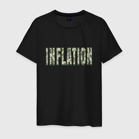 Мужская футболка хлопок с принтом Инфляция   текст из долларовых банкнот в Тюмени, 100% хлопок | прямой крой, круглый вырез горловины, длина до линии бедер, слегка спущенное плечо. | 